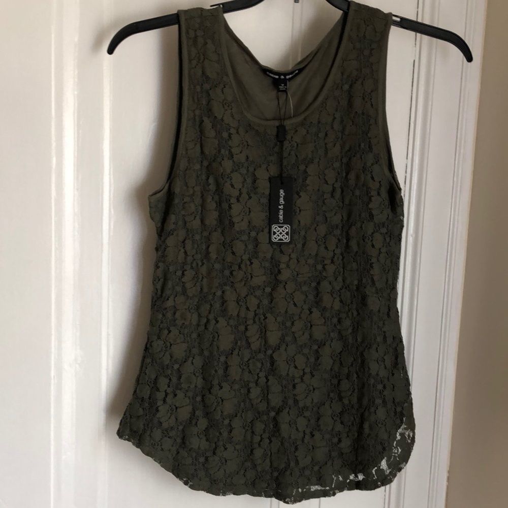 Olive green lace tank top new with tag